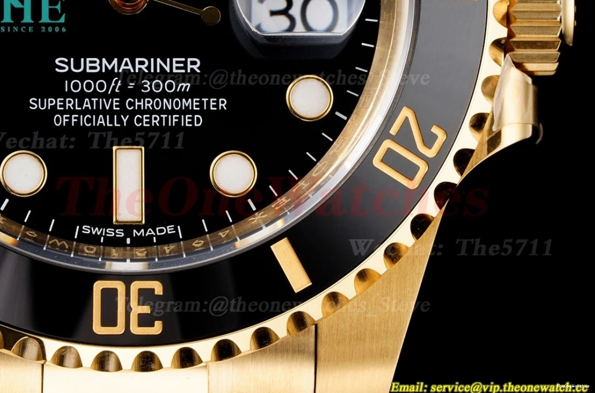 Black YG Clean 40mm Dot YG 116618LN VS3135 Submariner 0112